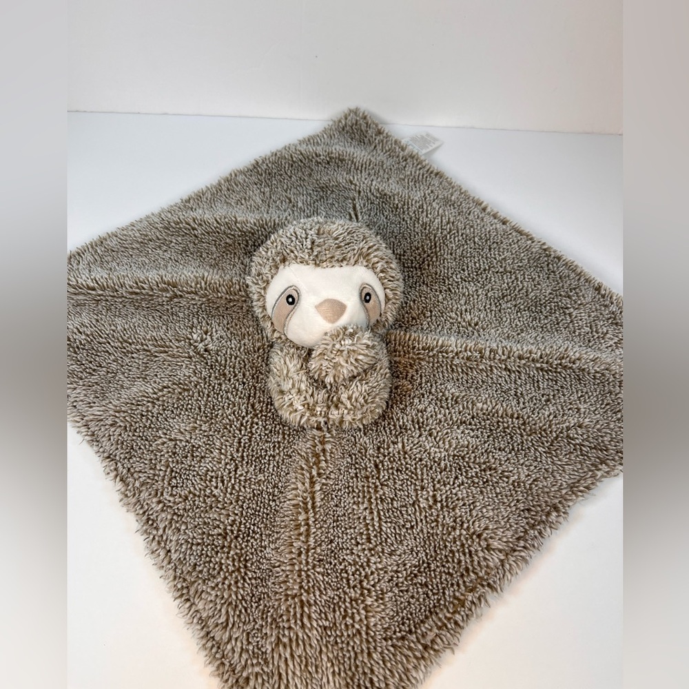 Carter's Security Blanket Sloth Stuffed Plush Lovey Embroidered‎ Eyes Brown Tan